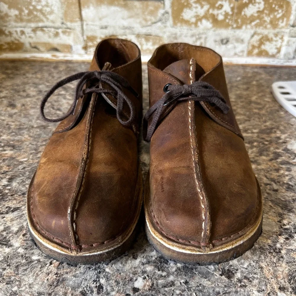 Clarks Desert Trek Men 8.5 Brown Good Beeswax Leather Crepe Sole 31319
